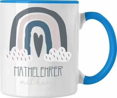 Produktbild von Trendation - Bester Mathelehrer Tasse Geschenk Danke Kaffeetassse Geschenkidee für Mathelehrer mit Herz Spruch (Blau)