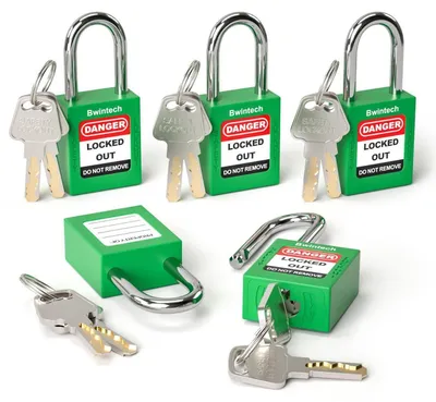Immagine prodotto di Lucchetto di sicurezza da 38 mm, verde, confezione da 5 pezzi, per sistemi di lockout/tagout