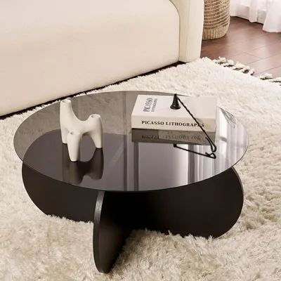 Image de Cugnoli - Table basse, 75x75x35h cm Noir, Forme Ronde