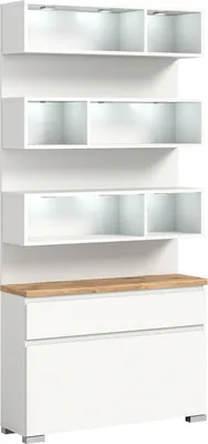 Produktbild von Schuhschrank - Weiß - Nox Eiche Nachbildung - B 95 cm - eine Klappe - eine Schublade - mit LED-Beleuchtung