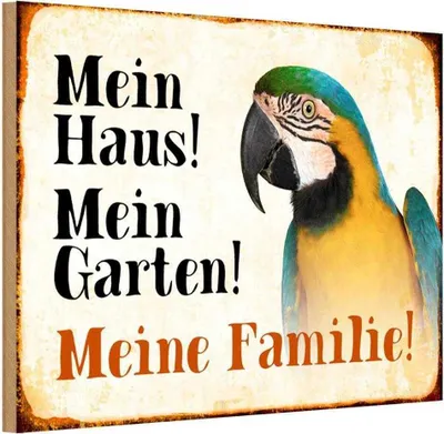 Produktbild von vianmo Holzschild 20x30 cm Tiere Papagei mein Haus Garten Familie Tier Haustier