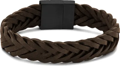 Produktbild von Frank 1967 bracelet greenish braided flat leather 20cm ipb