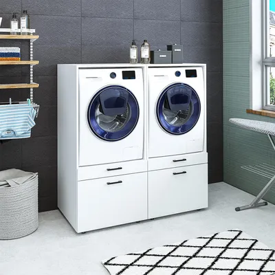 Immagine prodotto di Roomart SERIE 2 Armadio doppio per lavatrice, larghezza 134 cm, bianco