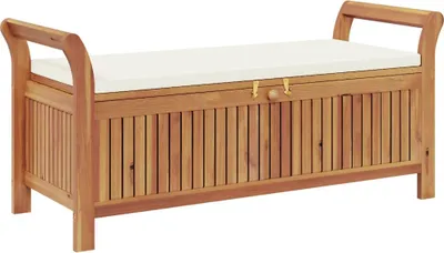 Produktbild von vidaXL Garten-Truhenbank mit Kissen 126 cm Massivholz Akazie