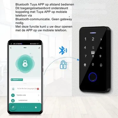Zdjęcie produktu dla Wodoodporny system kontroli dostępu o stopniu ochrony IP68 z modułem Bluetooth, czytnikiem linii papilarnych i klawiaturą RFID, w zestawie 10 breloków 13,56 MHz bez zamka