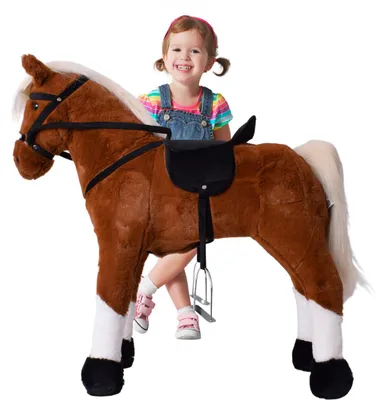 Produktbild von TE Trend Plüsch Reitpferd Reittier Kinder Spielpferd mit Sound Stehpferd 70cm