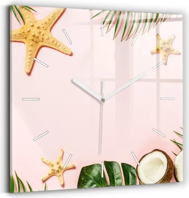 Produktbild von Wallfluent Wanduhr – Stilles Quarzuhrwerk - Uhr Dekoration Wohnzimmer Schlafzimmer Küche - Zifferblatt mit Striche - weiße Zeiger - 30x30 cm - Sommerstimmung