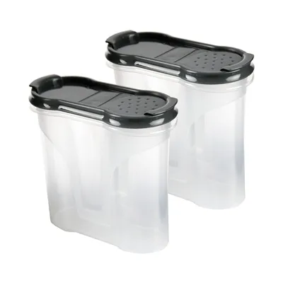 Immagine prodotto di Barattoli per spezie da 300 ml, confezione da 2 - Nero - Contenitori per la conservazione delle spezie - Barattolo ermetico in plastica senza BPA, contenitore per alimenti con coperchio