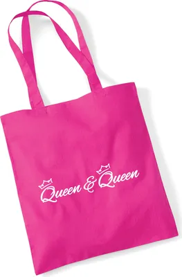 Produktbild von Huuraa Jutebeutel Queen & Queen Krone 10 Liter Fuchsia Baumwolle Tasche Geschenkidee