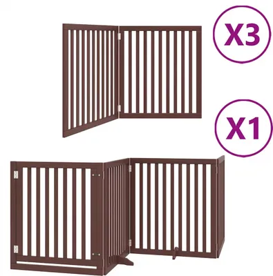 Immagine prodotto di vidaXL Cancelletto per cani da 10 pezzi con porta Pieghevole Marrone 800 cm Legno di pioppo