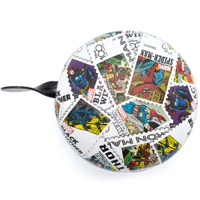 Produktbild von Jubiläums-Disney 2-Klang Fahrradklingel Marvel RETRO "Superhelden Stamps", XXL Ø 80mm, D100