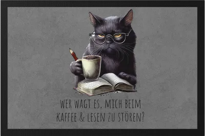 Produktbild von Wer wagt es mich zu stören Fußmatte Katze Leseratte Bücherwurm Roman