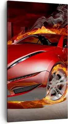 Produktbild von Bild auf Leinwand - Leinwandbild - Auto Flammen Rot - 45x80cm - Wand Bild - Wanddeko - Wandbilder - Leinwanddruck - Bilder - Kunstdruck - Wanddekoration - Leinwand bilder - Wandkunst - PA45x80-0200
