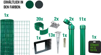 Image de Alberts 693619 Fix-Clip Pro comme set complet de clôture, à bétonner avec genouillère, anthracite, hauteur 153 cm, longueur 10 m
