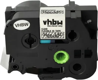 Produktbild von vhbw Schriftband-Kassette kompatibel mit Brother PT RL700S Etiketten-Drucker 8m x 36mm Schwarz auf Transparent, Flexibel, Laminiert