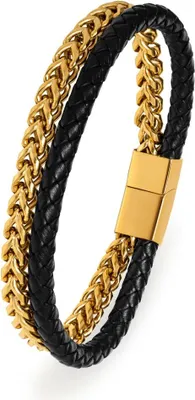 Immagine prodotto di Bracciale in pelle bicolore - Lunghezza: 21 cm