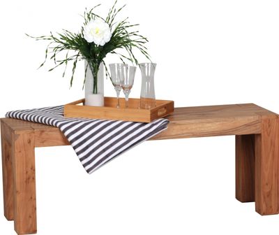 Jedálenská lavica mumbai masívna akácia 120 x 45 x 35 cm drevená lavica prírodný produkt kuchynská lavica vo vidieckom štýle | Wohnling