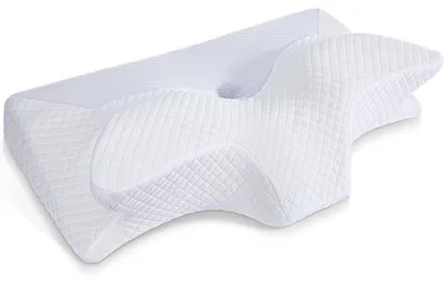 Obrázok produktu pre Ortopedický vankúš z pamäťovej peny, podpora krku, ergonomický, 70x40x8,5/14 cm, biela farba