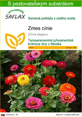 Obrázok produktu pre SAFLAX - Zmes cínie - Zinnia elegans - 50 Semená - S pestovateľským substrátom bez klíčkov