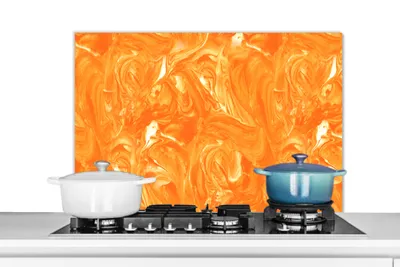 Obrázok produktu pre MuchoWow® Splashback Kuchyňa - Kuchynský backsplash - Ochrana steny pre sporák a drez Oranžová - mramor - farba 80x55cm Alu-Dibond (alternatíva k