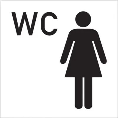 Produktbild von Dreifke® WC-Schild, WC + Piktogramm Damen, Alu 2 mm 1 Stk.