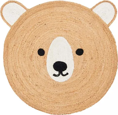 Image de Tapis rond en jute fait main avec motif animalier JUTEBEAR