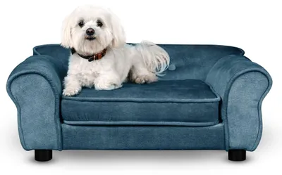 Produktbild von MG Design Haustiersofa in Blau - stabiles Holzgestell, weich gepolstert, pflegeleicht - Hundesofa & Katzensofa, fertig montiert