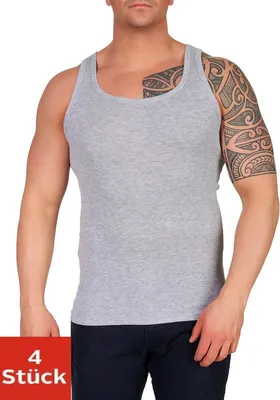 Produktbild von 4er Set Unterhemd  Unterwäsche Feinripp 100% Baumwolle Grau/4XL