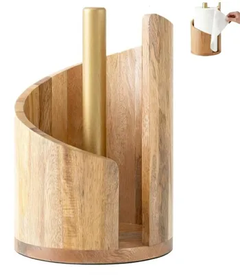 Imagen del producto de Omgoods: Soporte de papel en rollo de madera con barra metálica resistente