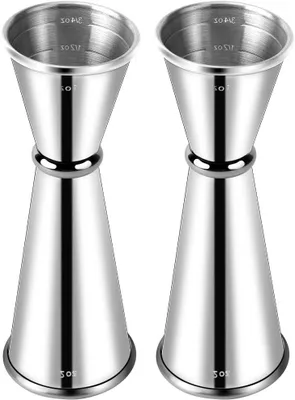 Productafbeelding van Cocktail Jigger - Maatbeker Bar - Drankjes Mixen - Dubbele Kop - 1 oz en 2 oz - Zilver