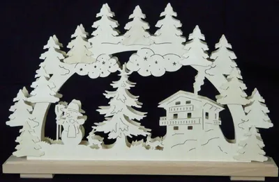 Produktbild von Schwibbogen mit Waldhaus Schneemann und Beleuchtung BxHxT 50x32x7cm NEU