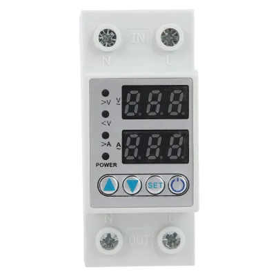 Immagine prodotto di Protezione da sovratensione e sottotensione con indicatore LED, regolabile, autoripristinabile, protezione da sovracorrente, 220 V CA