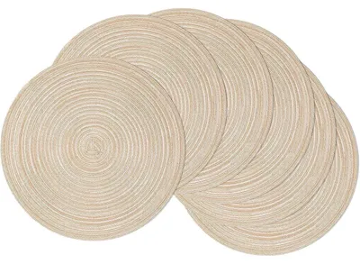 Productafbeelding van Ronde placemats, set van 6, beige, gevlochten, afwasbaar, hittebestendig, 38 cm