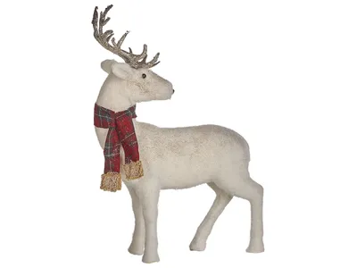 Produktbild von BELIANI Weihnachtsdekoration Weiß 51 cm Rentier-Figur zum Aufstellen Tierform Modern Dekofigur Weihnachtsfigur Deko Adventsdekoration Innen Tischdeko