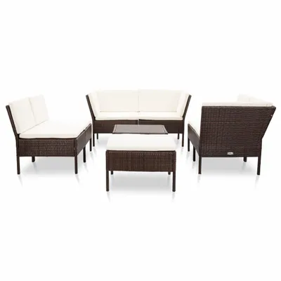 Image de vidaXL Ensemble salon de jardin 8 pièces avec coussins Poly rotin brun