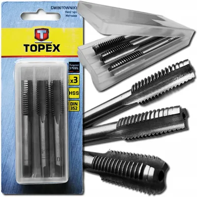 Obrázek produktu pro TOPEX Sada závitníků M4 x 0.7 DIN 352, 3 ks, v pouzdře