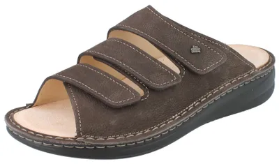 Produktbild von FINN COMFORT Mellow Keros Herren Pantolette dunkelbraun genarbtes Nubukleder - Größe: 44