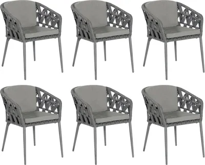 Produktbild von Sonnenpartner 6er-Set Gartensessel Fairmont Aluminium mit Polyrope schwarzgrau Gartenstuhl Sessel