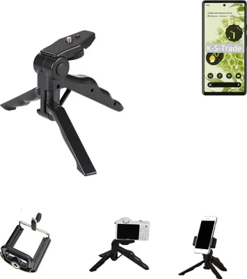 Produktbild von K-S-Trade Stativ Tisch-Ständer Dreibein Handy-Stativ Ständer kompatibel mit Google Pixel 6 Mini-Stativ Smartphone Tripod Handy-Stativ aus Plastik
