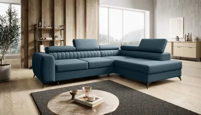 Produktbild von FURMEB 24 ECKSOFA mit Schlaffunktion und bettkasten - bequem und elegant ALVIN rechts 270 x 203 cm HELLBLAU