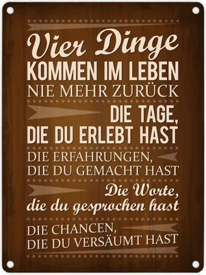 Produktbild von Metallschild mit Spruch: Vier Dinge kommen im Leben ... Blechschild Schild