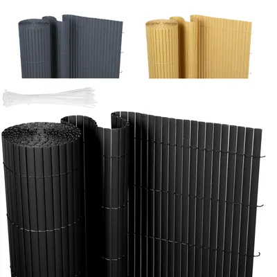 Produktbild von Ribelli® PVC Sichtschutzmatte, Sichtschutzzaun ohne Bohren, Sichtschutz Zaun mit Kabelbindern, Windschutz Wetterfest für Garten, Balkon und Terrasse (80 x 500 cm, Schwarz)