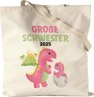 Produktbild von Große Schwester 2025 Stoffbeutel Jutebeutel Canvas Baby Geburt Geschwister Familie Geborgenheit Kleinkind Geborgenheit Sister
