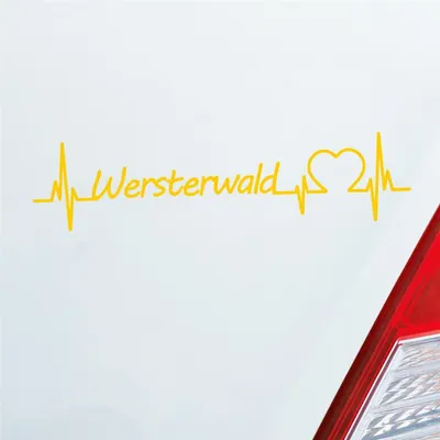 Produktbild von Auto Aufkleber Westerwald Puls Herzschlag mit Ferien Region Motiv 19x5 cm Gelb Sticker Heckscheibenaufkleber