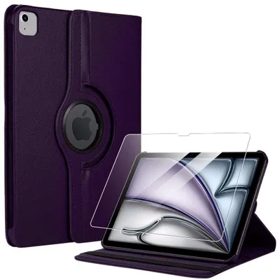 Image de Coque + Verre Trempé pour iPad Air 11 Pouces M4/M3/M2 2026/2025/2024, Etui Rotatif 360° Violet