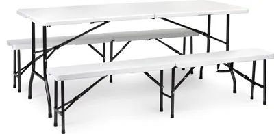 Obrázek produktu pro Cateringová sada banketový stůl 180 cm 2 lavice bílá MultiGarden