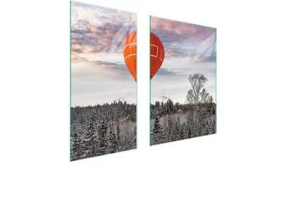 Produktbild von Herdabdeckplatten 2 teilig 75x52 Glaskeramikkochfeld Abdeckung Glas Schneidebrett Landschaft Ballon