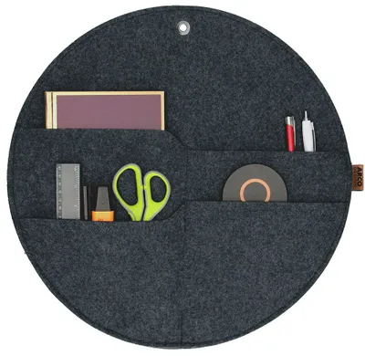 Produktbild von Filz Wand-Organizer XL „Kreis” Ø 45 cm – 4 Taschen, anthrazit, nachhaltig – Bertoni