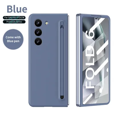 Produktbild von Handyhülle für Samsung Galaxy Z Fold 6 Schlank Stoßfest Kratzfest Schutzhülle mit Eingabestift und Displayschutz Blau