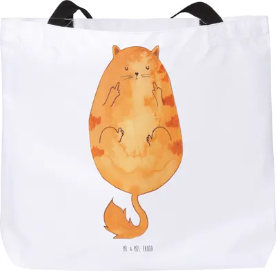 Produktbild von Mr. & Mrs. Panda Reisetasche Katze Frühaufsteher - Weiß - Geschenk, Tote Bag, Strandtasche, Mittelfinger, Lustig, Tasche, Kaffee, Laptoptasche, Schultasche, Katzen